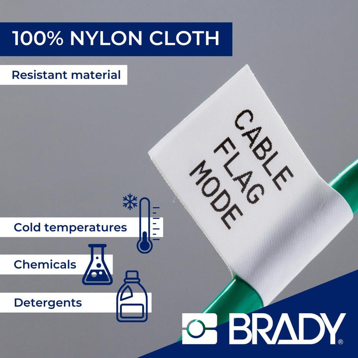 Durchlaufetikett aus Nylongewebe für Etikettendrucker, 12,70mm x 4,88m, Schwarz auf Weiss