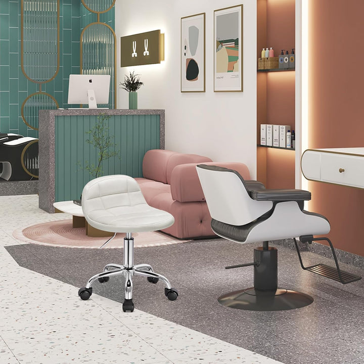 WOLTU Bürohocker mit Rollen, Schminktisch Stuhl höhenverstellbar, Rollrocker mit niedriger Rückenleh