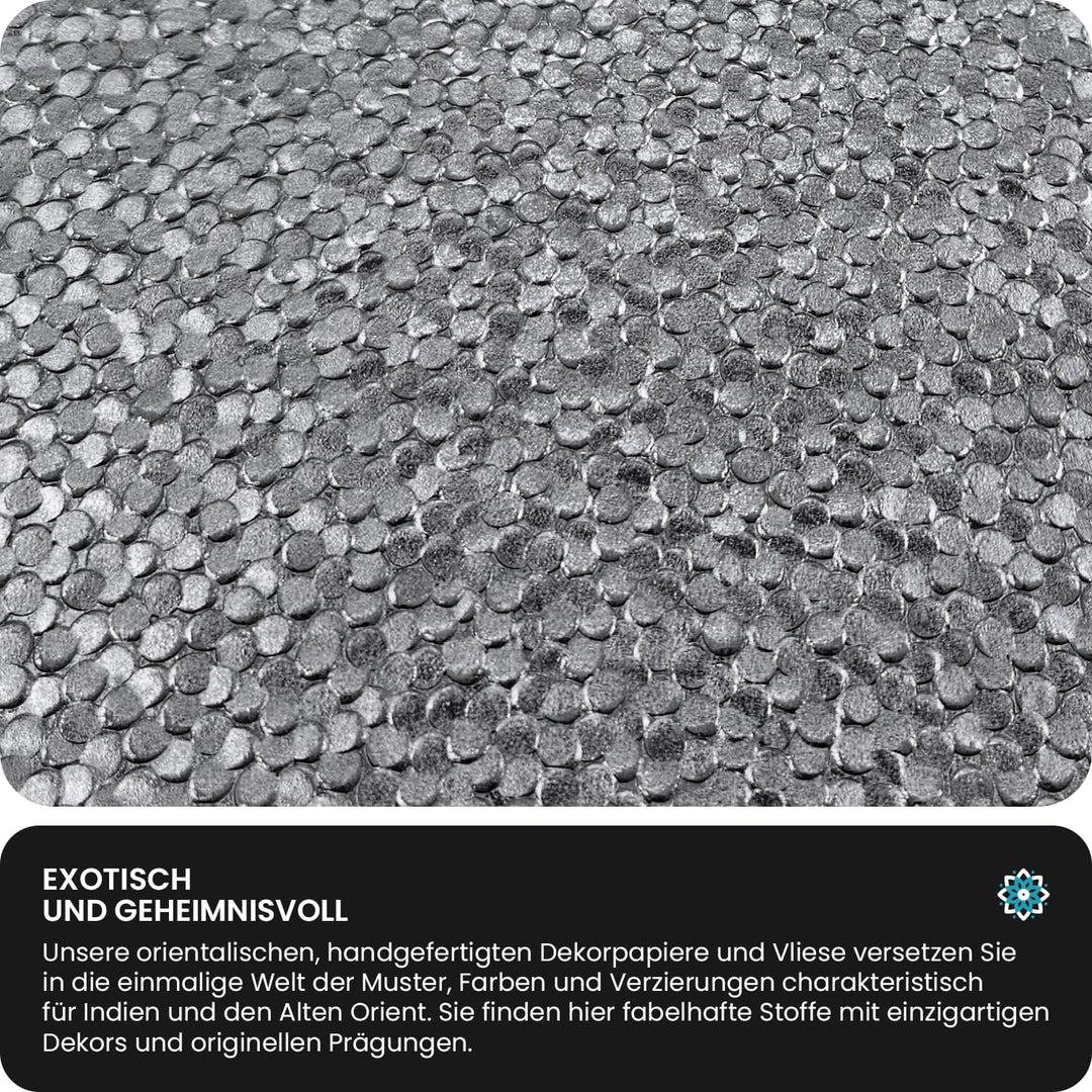 Netuno 50 Blatt Perlmutt-Graphit Dekorpapier, geprägt- Schuppenmuster, 180x250mm, Prägekarton, Struk