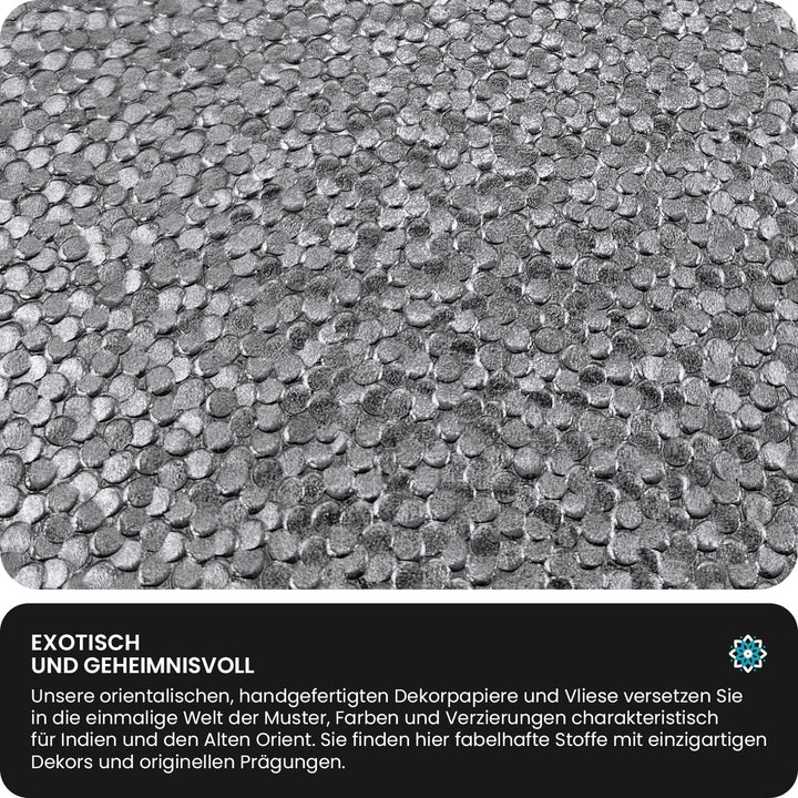 Netuno 50 Blatt Perlmutt-Graphit Dekorpapier, geprägt- Schuppenmuster, 180x250mm, Prägekarton, Struk