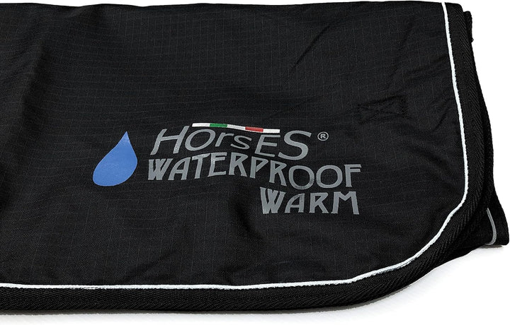Horses, Pferdedecken Waterproof Warm, Wasserdicht, Weich, Bequem und Warm, Langlebig, Schwarz, 135 c