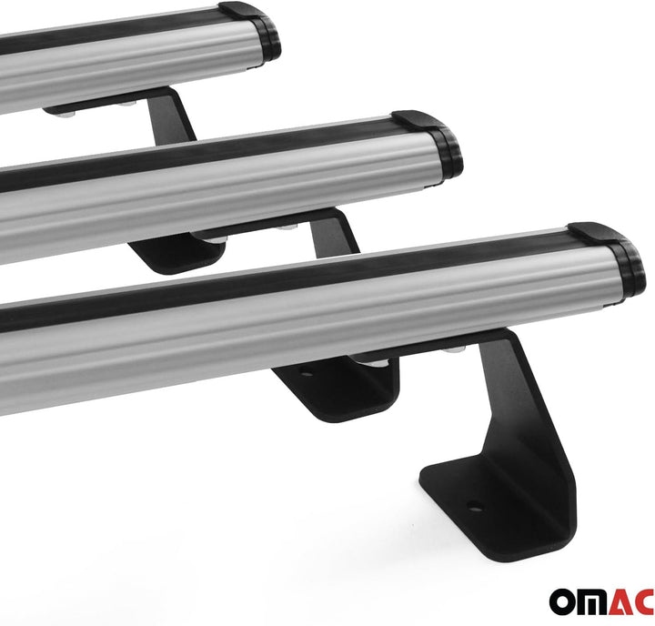 Dachträger Gepäckträger Relingträger kompatibel mit VW T5 Caravelle 2003-2015 Silber 3 TLG, Silber