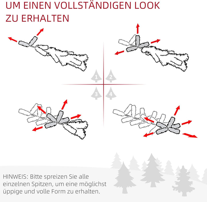 HOMCOM Künstlicher Weihnachtsbaum 1,8 m, Schmaler Christbaum mit Ständer, 390 Äste, Zerlegbar, Weihn