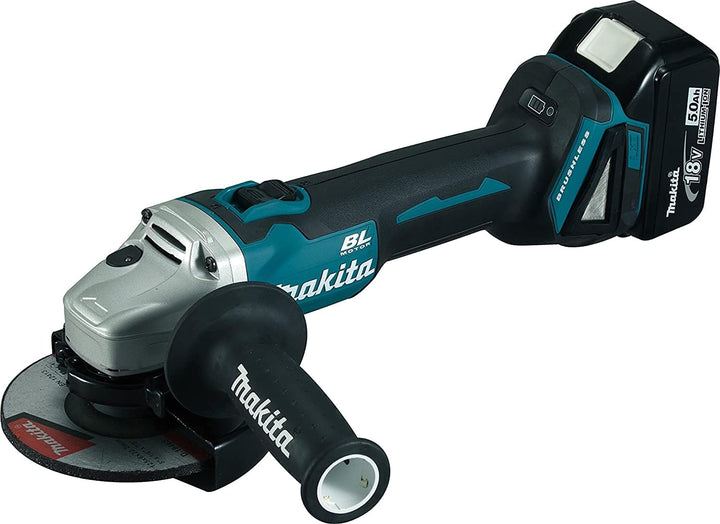 Makita Akku-Winkelschleifer, (18 V/5,0 Ah, im Makpac inklusive 2 Akkus und Ladegerät), DGA504RTJ mit