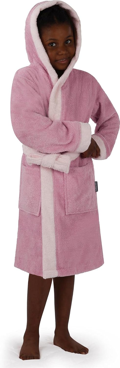 normani Kinder-Bademantel aus 100% Bio-Baumwolle mit Kapuze | Mit oder ohne Tierbestickung 158-164 R