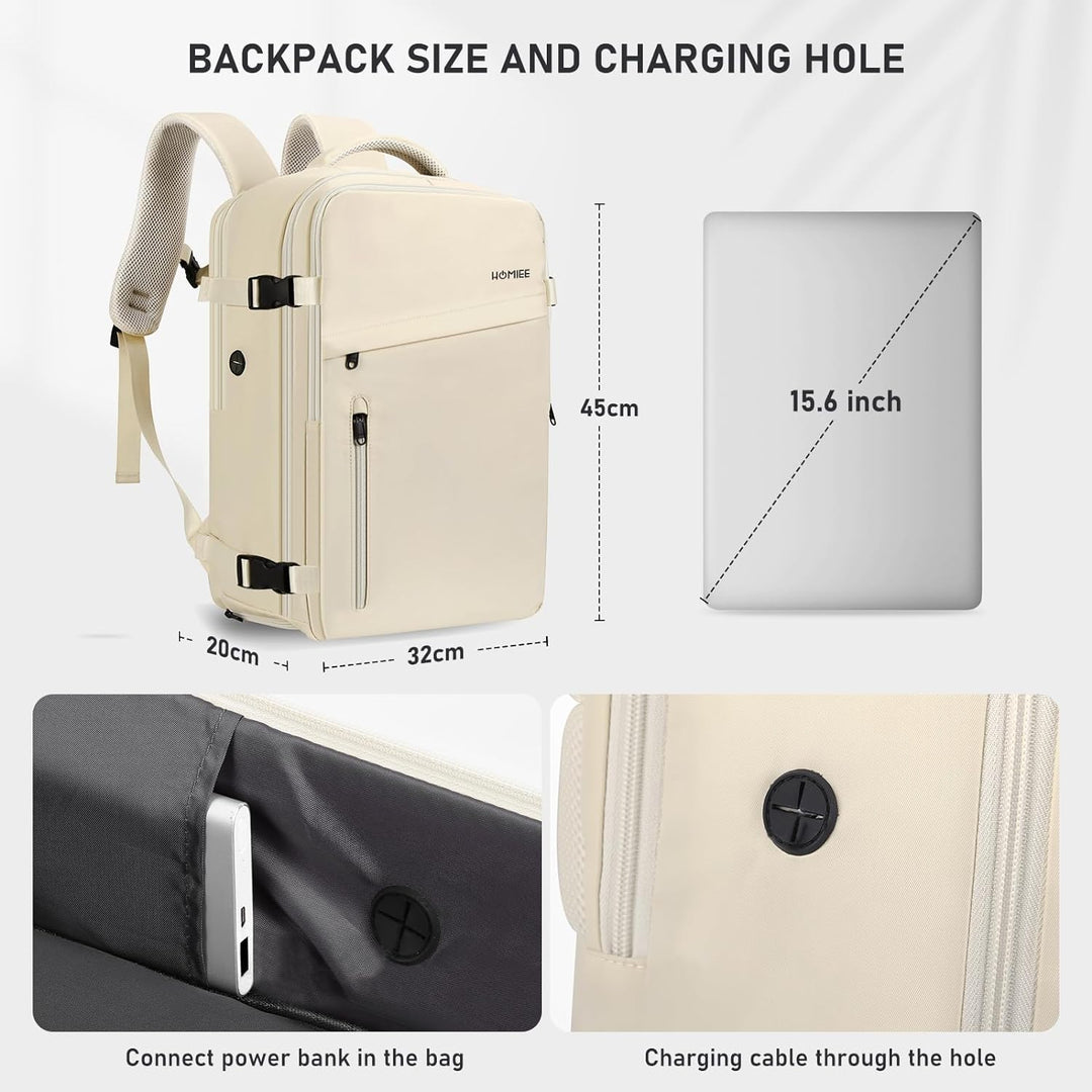 HOMIEE Reiserucksack Damen Herren Handgepäck Rucksack Flugzeug Wasserdicht Laptop Rucksack Gross Ruc
