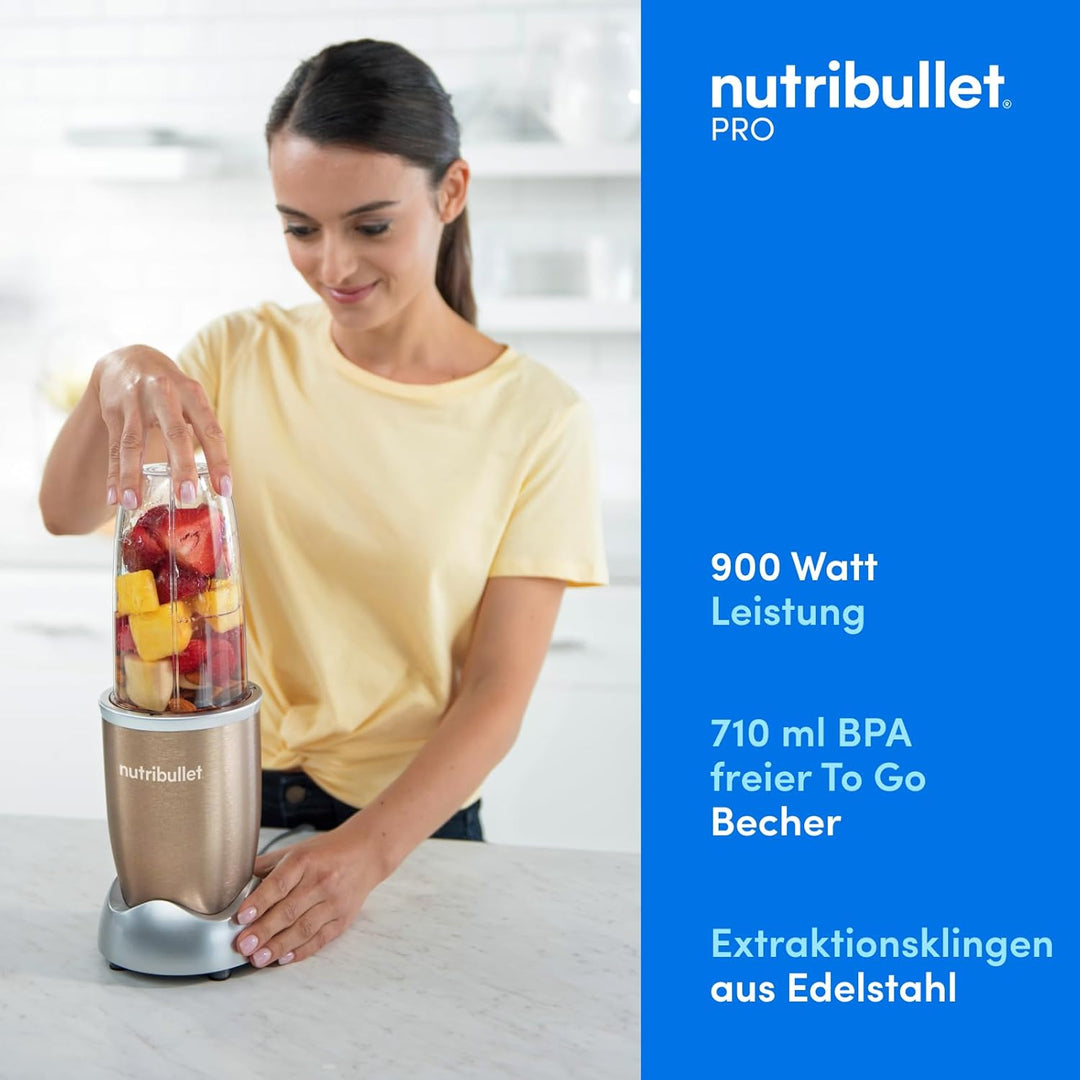 nutribullet Pro, 900 Watt Leistung, Einfach und schnell in der Anwendung, Kompakt, Leicht zu reinige