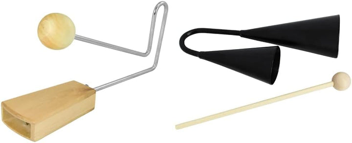 Tiger VIB7-WD Vibraslap - Holz & A-Star AGG02 Agogo doppel Metall Glocke Bundle mit Cowbells, Bundle
