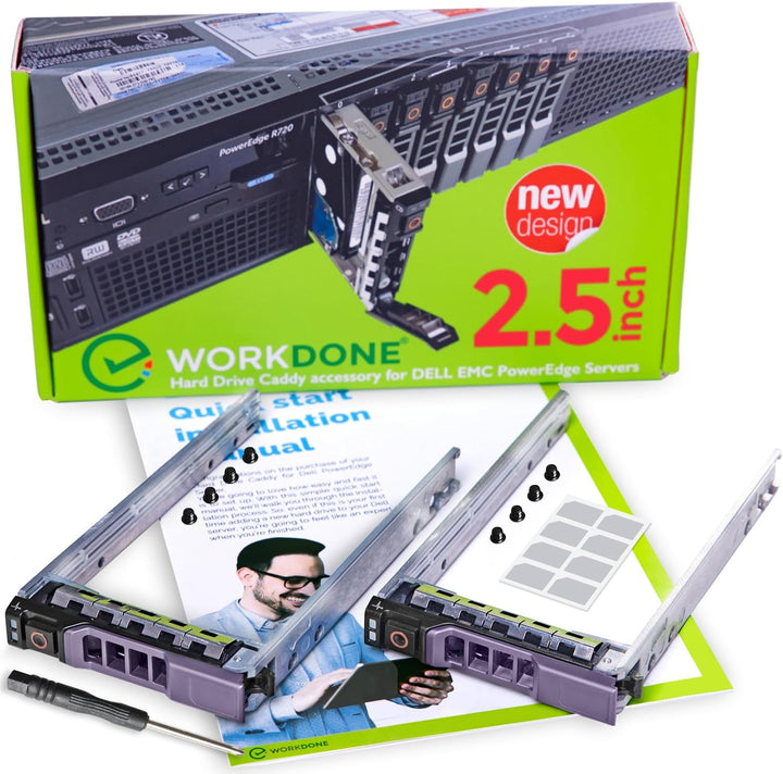 WORKDONE 2er Pack - 2,5-Zoll Hard Drive Caddy Tray - kompatibel für Dell PowerEdge Server - R320 R42