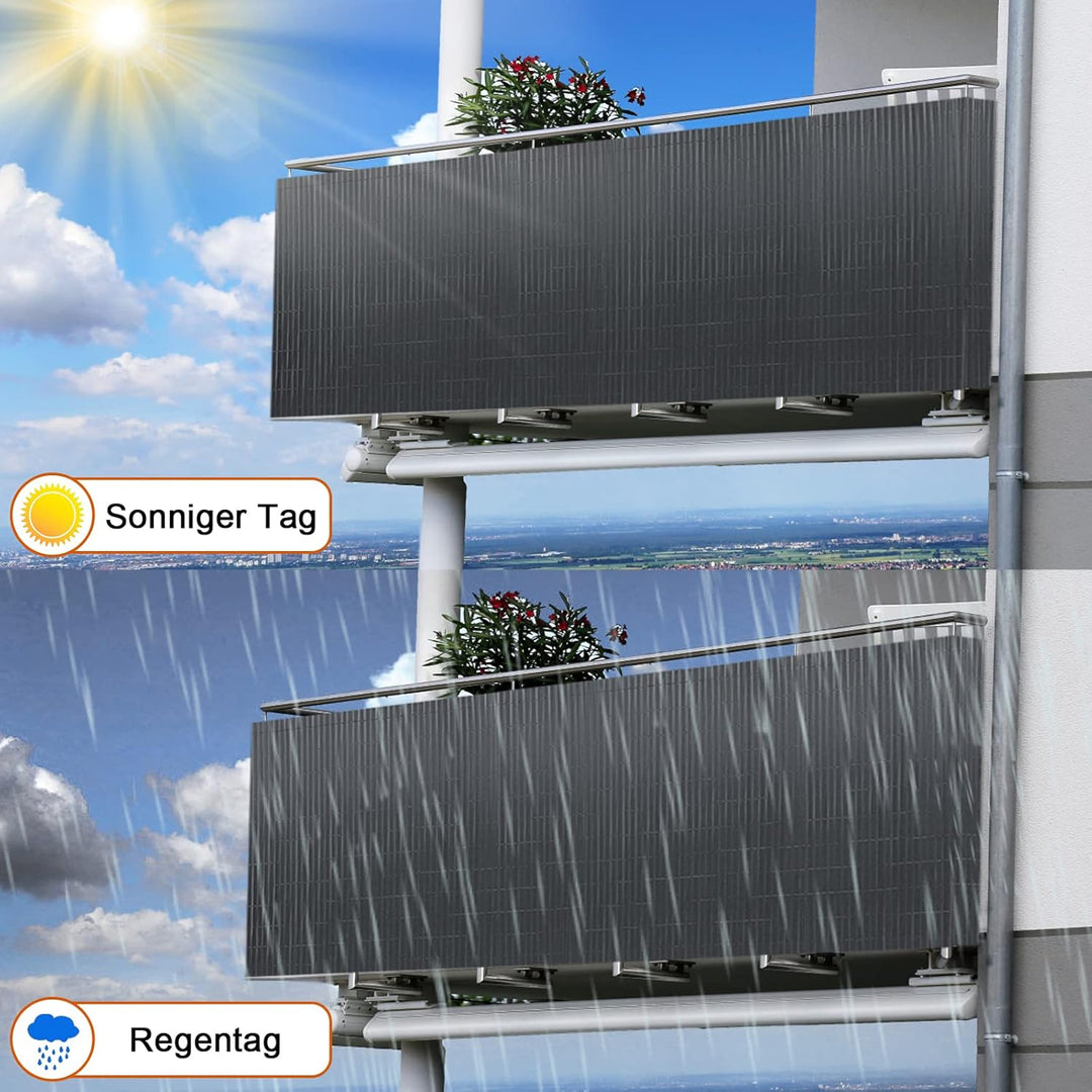 NAIZY 90x400cm PVC Garten Sichtschutz Sichtschutzmatte Anthrazit Sichtschutzzaun UV-Schutz Blickdich