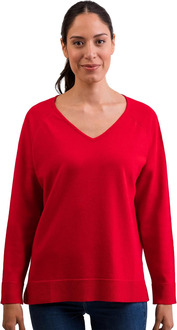 CASH-MERE.CH 100% Kaschmir Damen Pullover mit geradem Schnitt und Seitenschlitz | Sweater V-Ausschni
