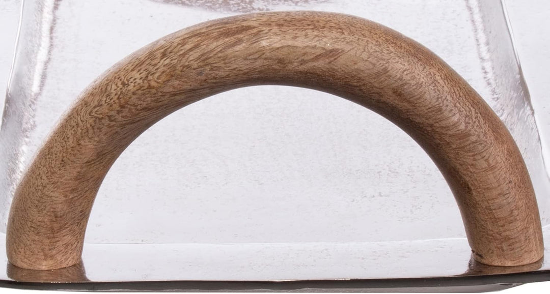 Brandsseller Serviertablett mit Holzgriffen ca. 55 x 23 cm Servierplatte Rechteckig Aluminium-Holz D