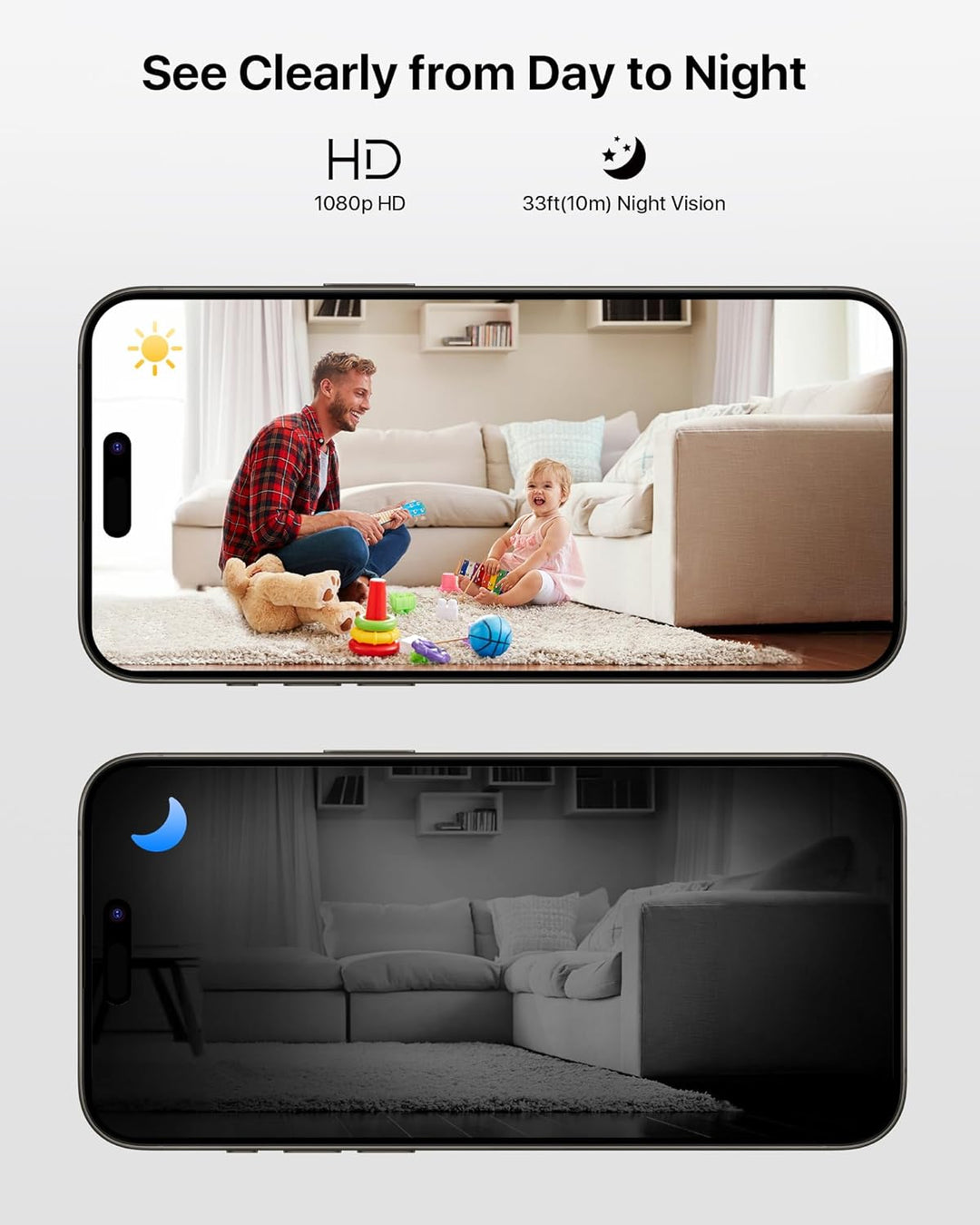 ZOSI 1080P Innen WLAN รberwachungskamera mit Plug-in-Strom, Lokale KI fรผr Person/Bewegungen, Magnetf