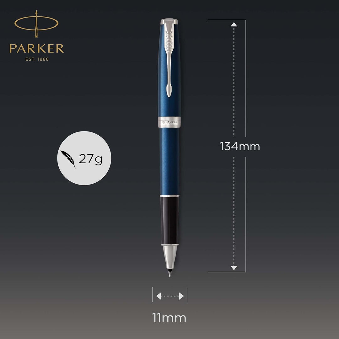 Parker Sonnet Tintenroller | Blaue Lackierung | feine Spitze | Schwarze Tinte | Geschenkbox Tintenro