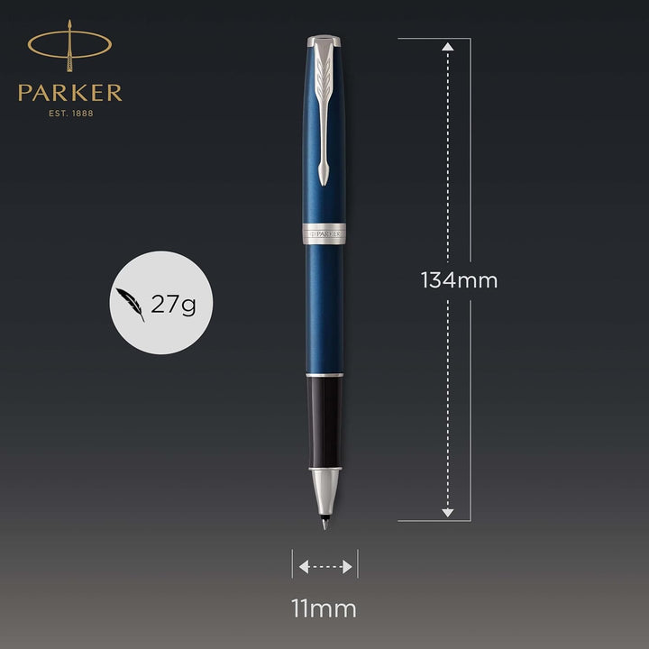 Parker Sonnet Tintenroller | Blaue Lackierung | feine Spitze | Schwarze Tinte | Geschenkbox Tintenro