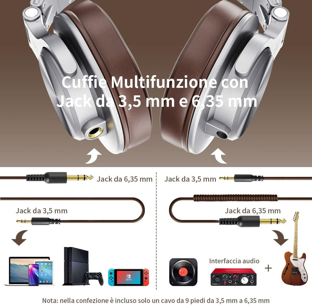 OneOdio Kopfhörer Over Ear, DJ Kopfhörer mit Kabel, Professionell Geschlossener Studio HiFi Kopfhöre