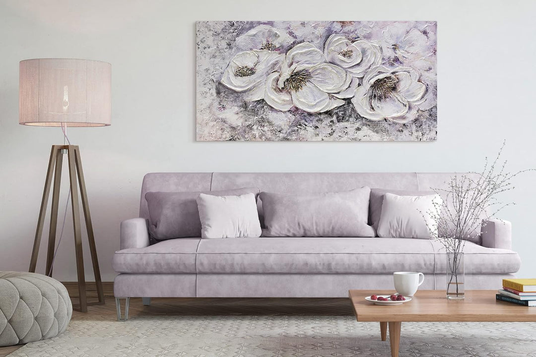 YS-Art Abstrakt Acryl Gemälde auf Leinwand handgemalt Lieblingsblumen Wandbilder Wohnzimmer moderne