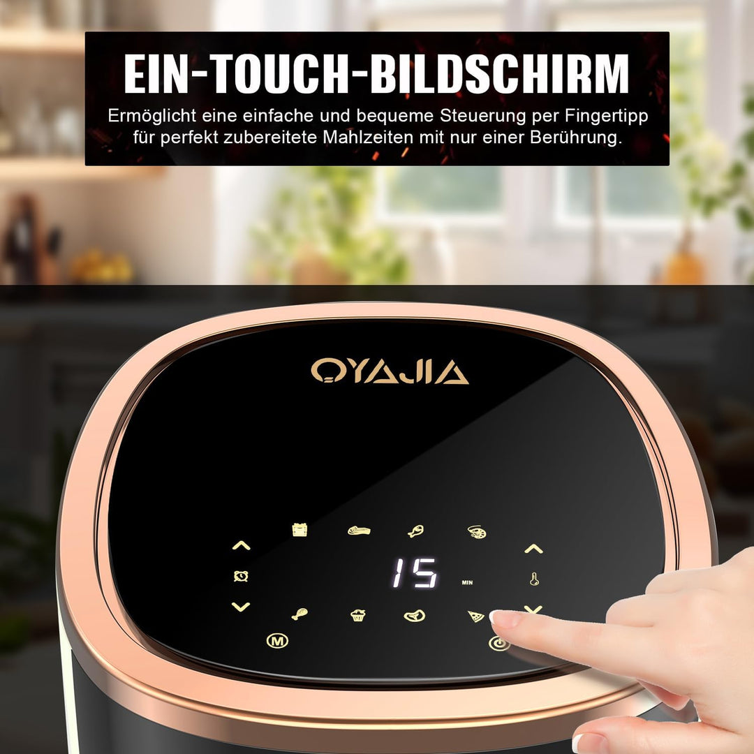 Heissluftfritteuse 6L Airfryer mit 8 Programme, Rapid Air Heisslufttechnologie, Touchscreen, Sichtfe
