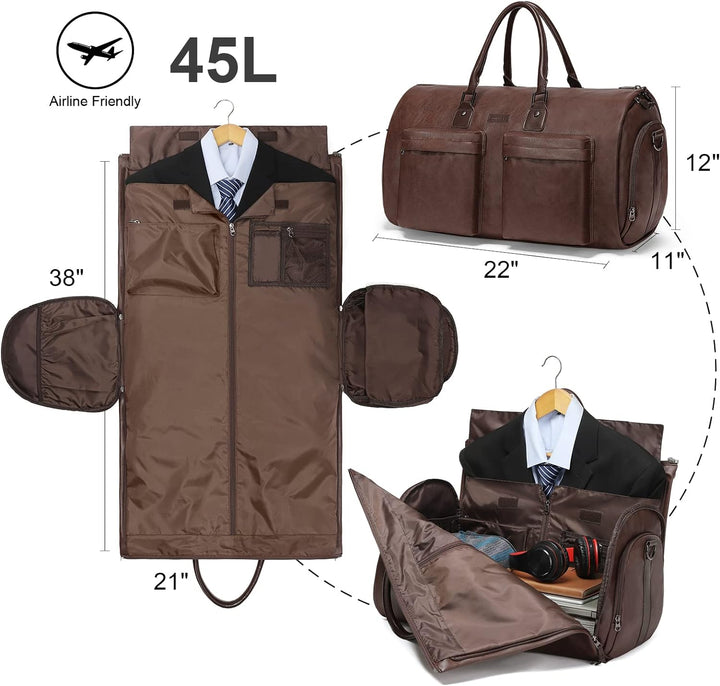 Modoker Wandelbarer Kleidersack aus Leder, Handgepäck für die Reise, wasserdichter Kleidersack, Gesc