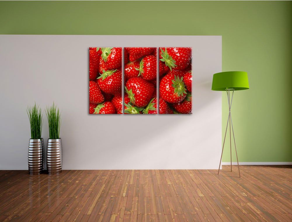 Fruchtig frische Erdbeeren 3-Teiler Leinwandbild 120x80 Bild auf Leinwand, XXL riesige Bilder fertig