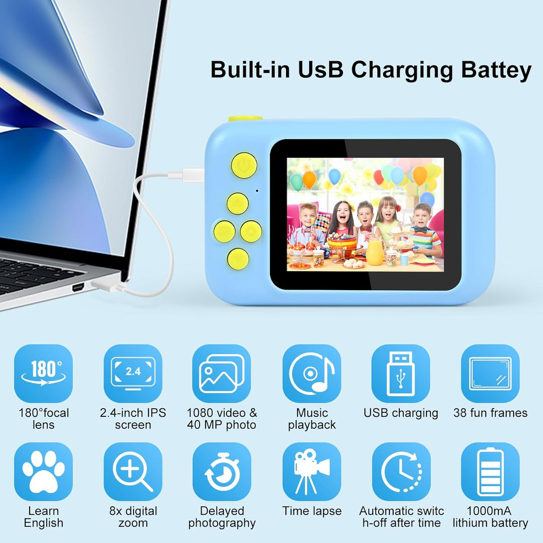 Children's Camera, 2.0 Inch Display Digital Camera Children, 1080P HD Anti-Drop Camera Children with