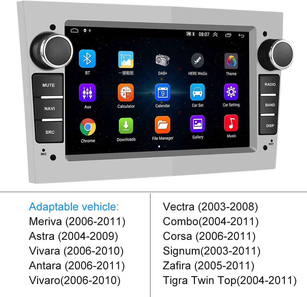 CAMECHO Android 10 2-DIN Autoradio mit Navi für Opel Corsa d/Astra h/Zafira b/Meriva/Vivaro Radio,7