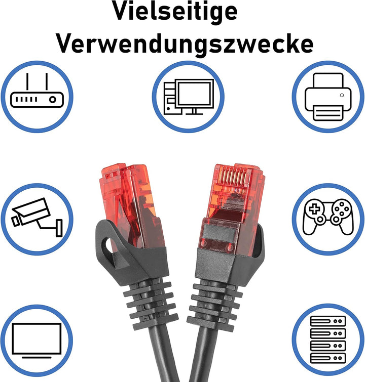 BIGtec - 10 Stück - 10m Gigabit Netzwerkkabel Patchkabel Ethernet LAN DSL Patch Kabel schwarz (2x RJ