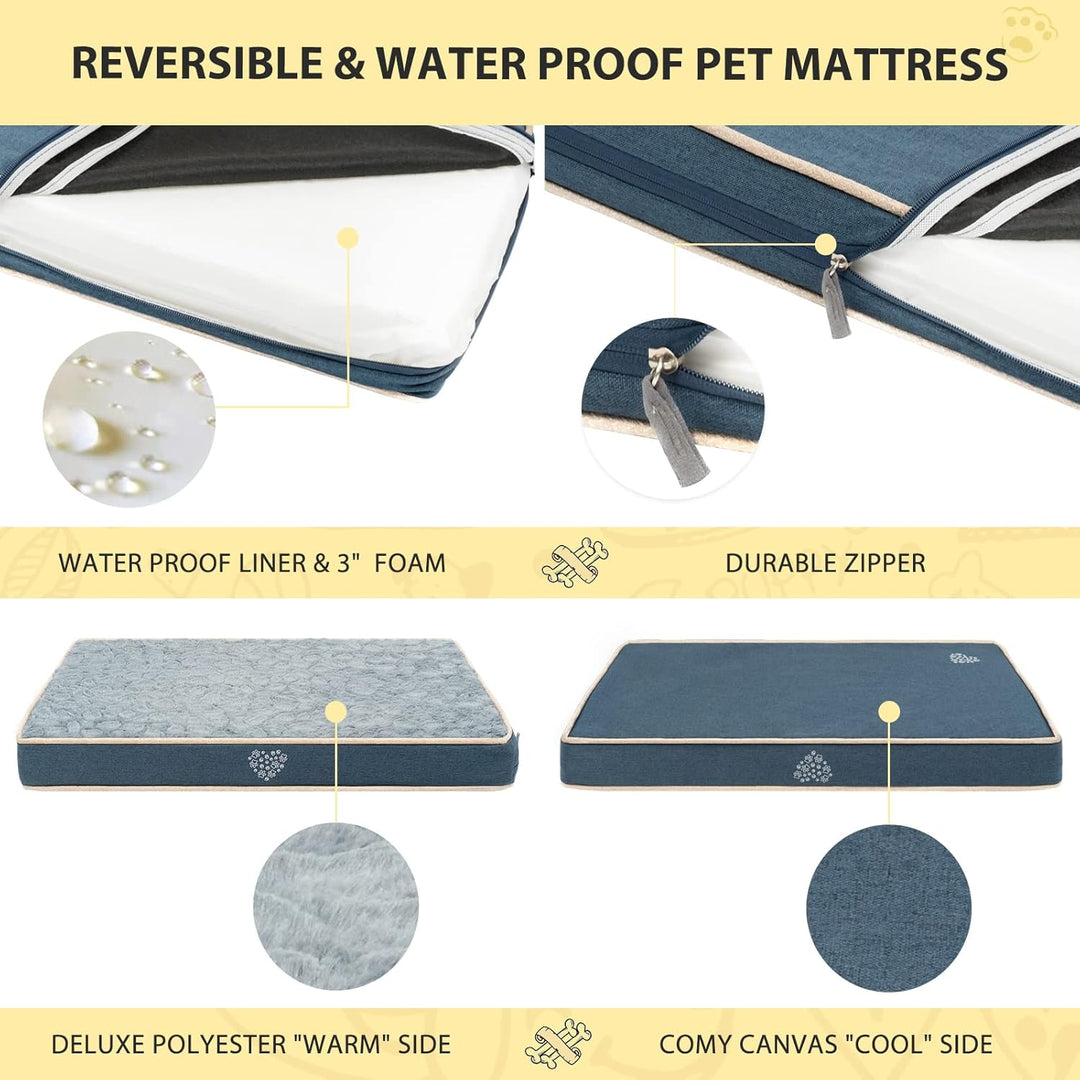 VANKEAN Hundebett wasserdichte Reversible (Kühl und Warm), Abnehmbarer Innenfutter, Flauschig Hundem