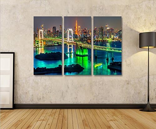 islandburner Bild Bilder auf Leinwand Tokyo V2 Japan Skyline 3p XXL Poster Leinwandbild Wandbild Dek