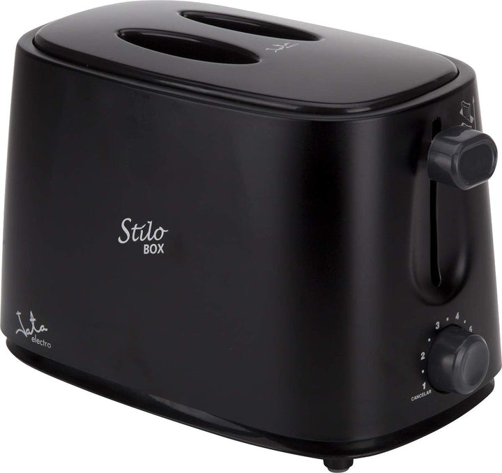 Jata TT631 Schwarzer Toaster mit Schutzkappe und zwei extra breiten Schlitzen, mit elektronischem Ro
