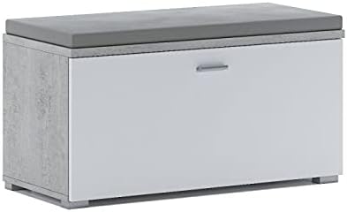 Dmora Modernes Schuhregal mit 1 Klapptür und 4 Fächern, platzsparender Eingangsschuhregal, Bank mit