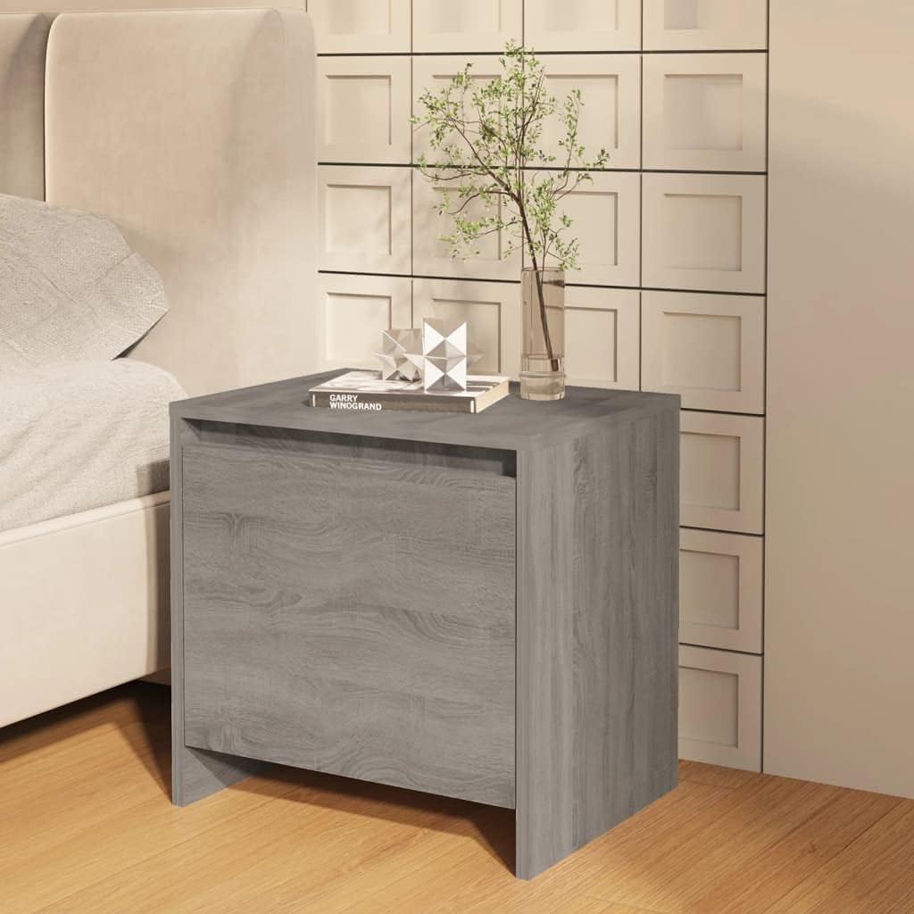 FIRBNUS Bedside Table Nachtkonsole Beistelltisch mit Stauraum Night Stand Nachttisch Grau Sonoma 45x