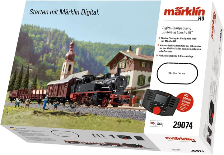 Märklin BR 74 Digital-Startpackung Güterzug Epoche 3, Spur H0 Modelleisenbahn, viele Soundfunktionen