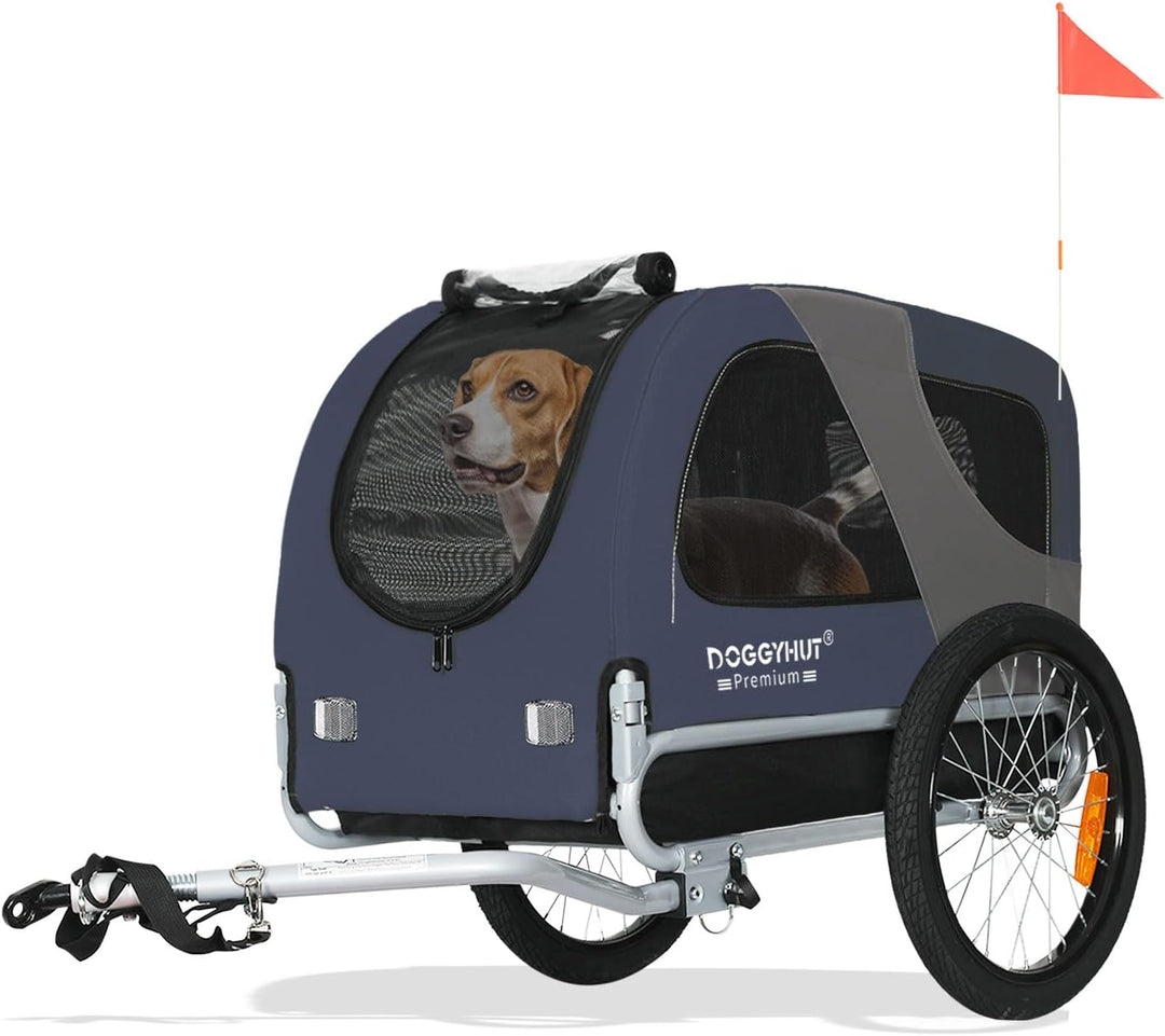 DOGGYHUT® MEDIUM Hundefahrradanhänger Hundeanhänger Fahrradanhänger 80101 (BLAU), BLAU