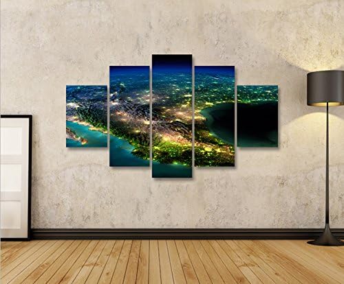 islandburner Bild Bilder auf Leinwand Amerika vom Weltall MF XXL Poster Leinwandbild Wandbild Dekoar