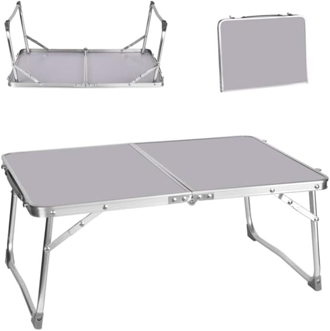 Qimu Niedriger faltbarer Campingtisch, leichter Aluminium-Picknicktisch, Laptop-Betttisch, tragbarer