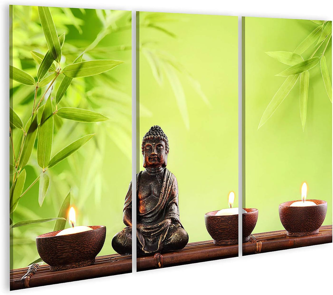 islandburner Bild auf Leinwand Buddha In Meditation Bilder Wandbilder Poster Leinwand 130x80cm - 3 T