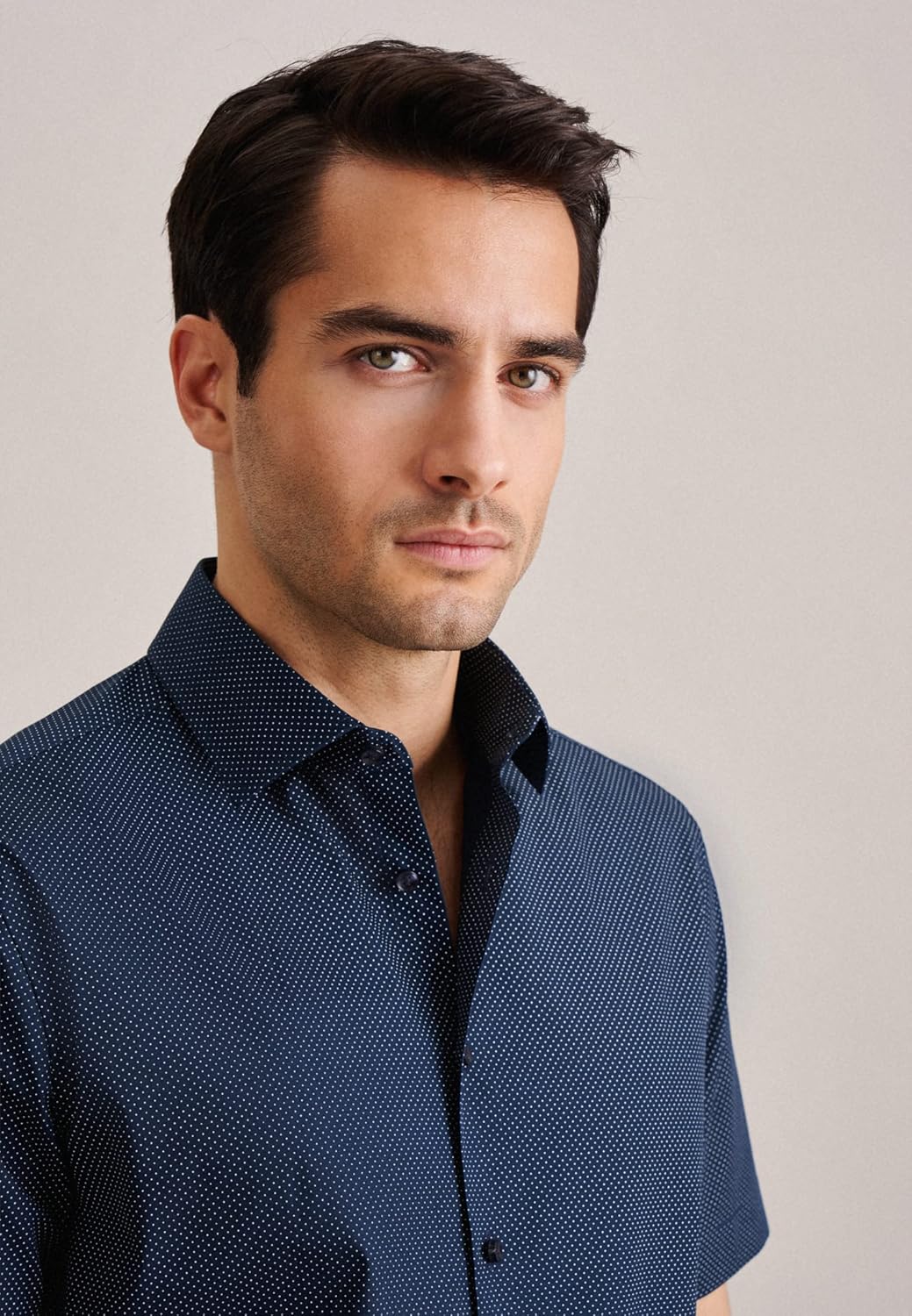 Seidensticker Herren Shaped Fit Kurzarm Hemd Shirt 38 Dunkelblau, 38 Dunkelblau