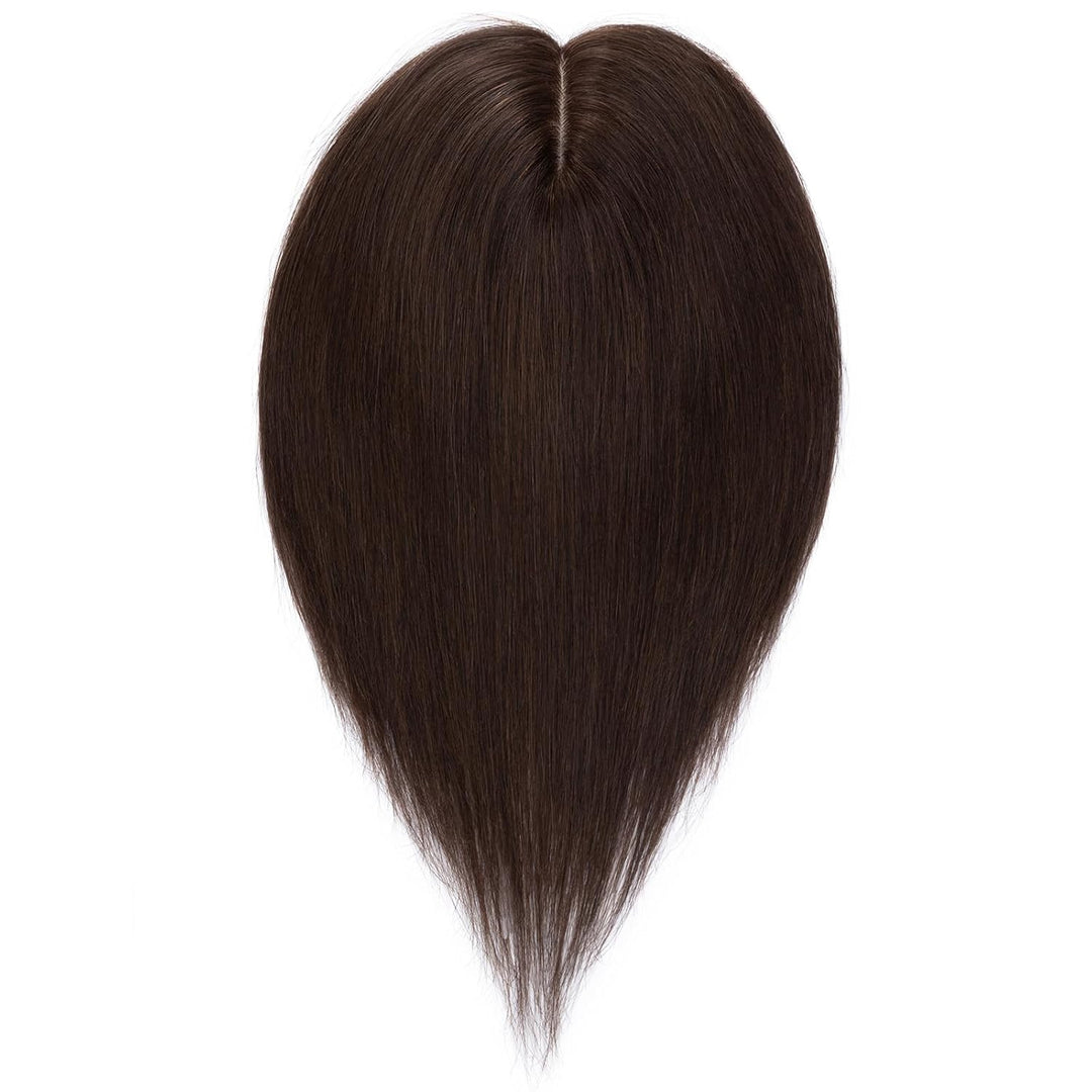 Silk-co Hair Topper Echthaar, 10x12cm Basis Toupet Damen, Haartopper Echthaar mit Remy Seide Basis,