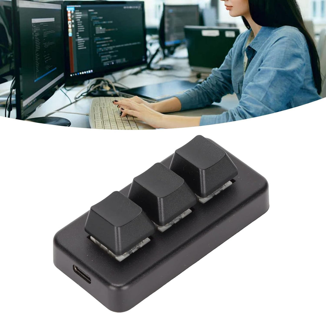 Goshyda Mechanische -Makro-Tastatur, 3 Tasten, USB-Schnittstelle, Mechanische, Programmierbare -Tast