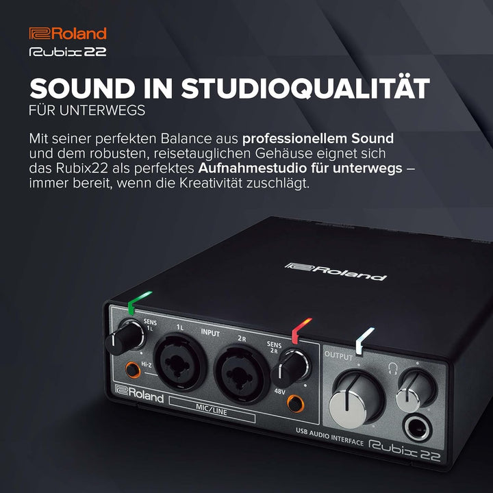 Roland RUBIX22 hochauflösendes Interface mit je 2 Ein-/Ausgängen, Hi-Res Interface für Mac, PC und I