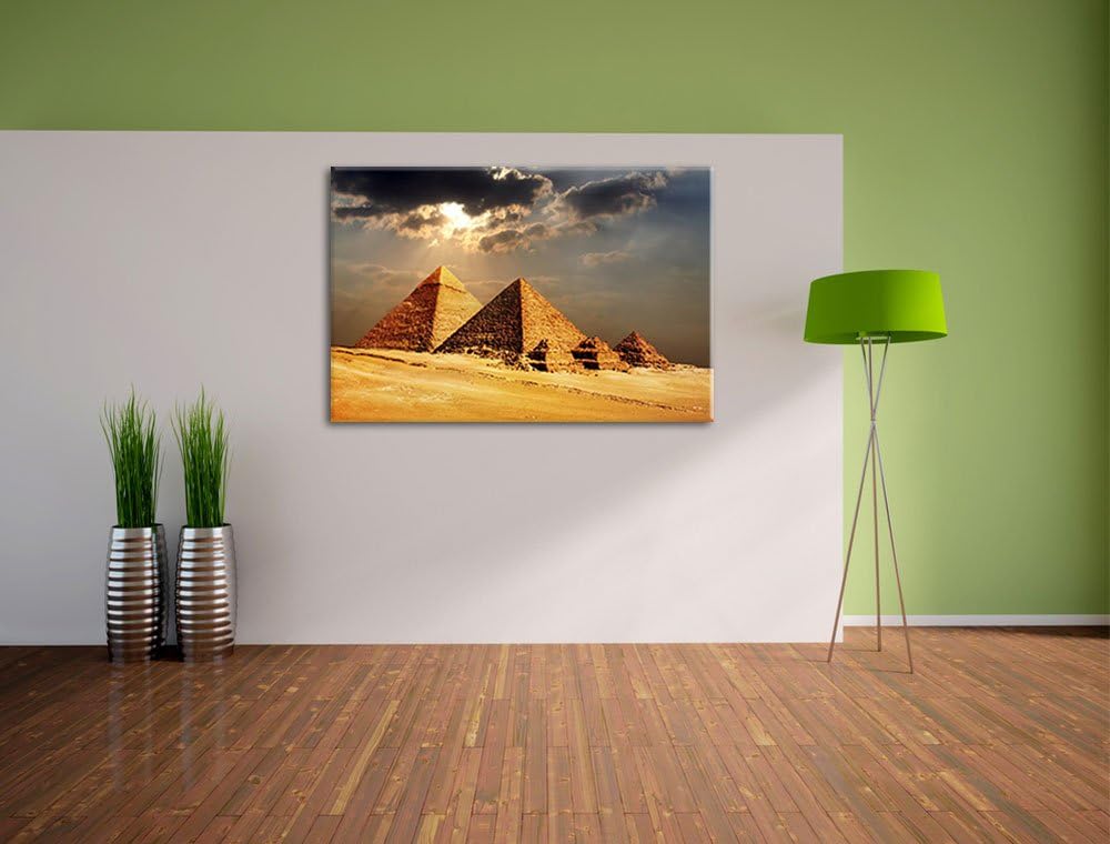 Pyramiden von Gizeh im Sonnenlicht Format: 100x70 auf Leinwand, XXL riesige Bilder fertig gerahmt mi