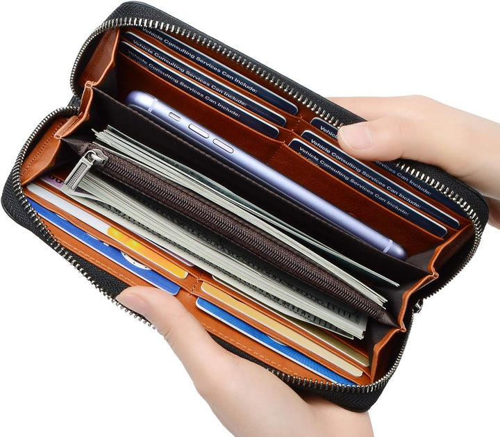 VISOUL Premium Brieftasche Echtleder Italienisches Leder mit RFID Schutz, XL Geldbörse für Herren Da