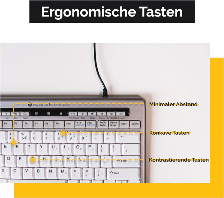 BakkerElkhuizen S-board 840 Numerik, Separater Ziffernblock, Rechts- und Linkshänder, hellgrau