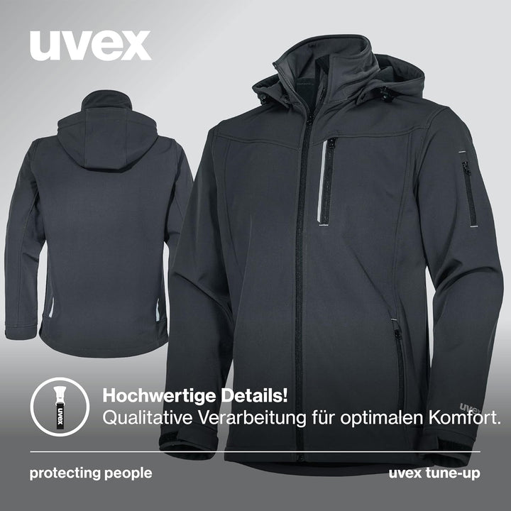 uvex tune-up Softshell-Arbeitsjacke - für Herren - Outdoorjacke XL Schwarz, XL Schwarz