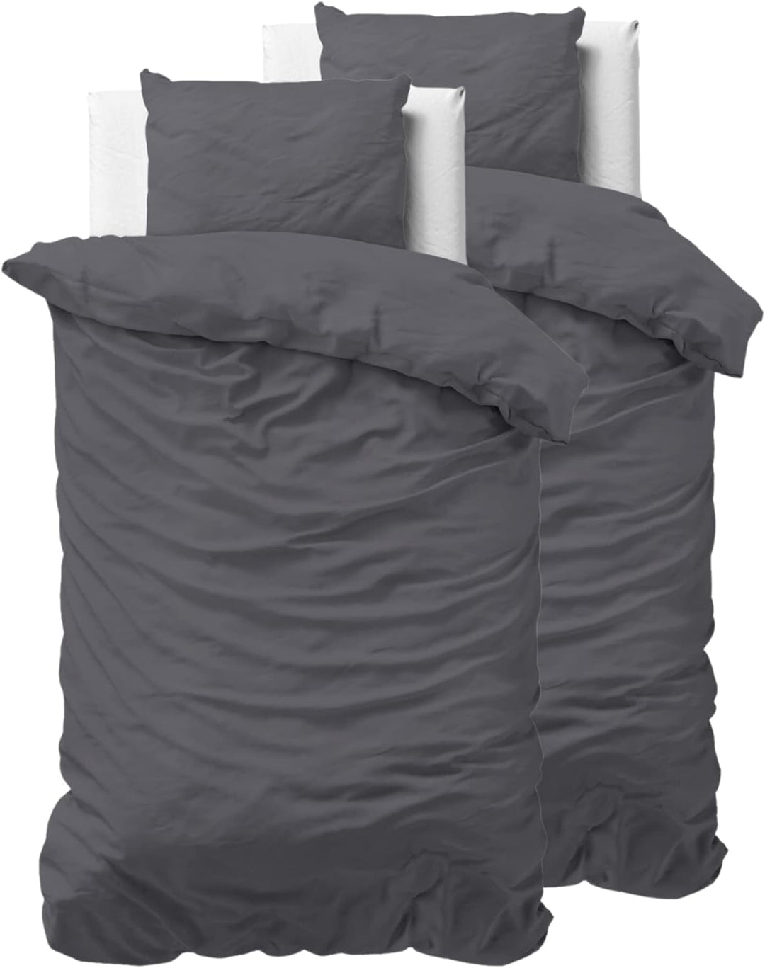 Sleeptime 100% Baumwolle Bettwäsche 155cm x 220cm 4teilig Anthrazit - weich & bügelfrei Bettbezüge m