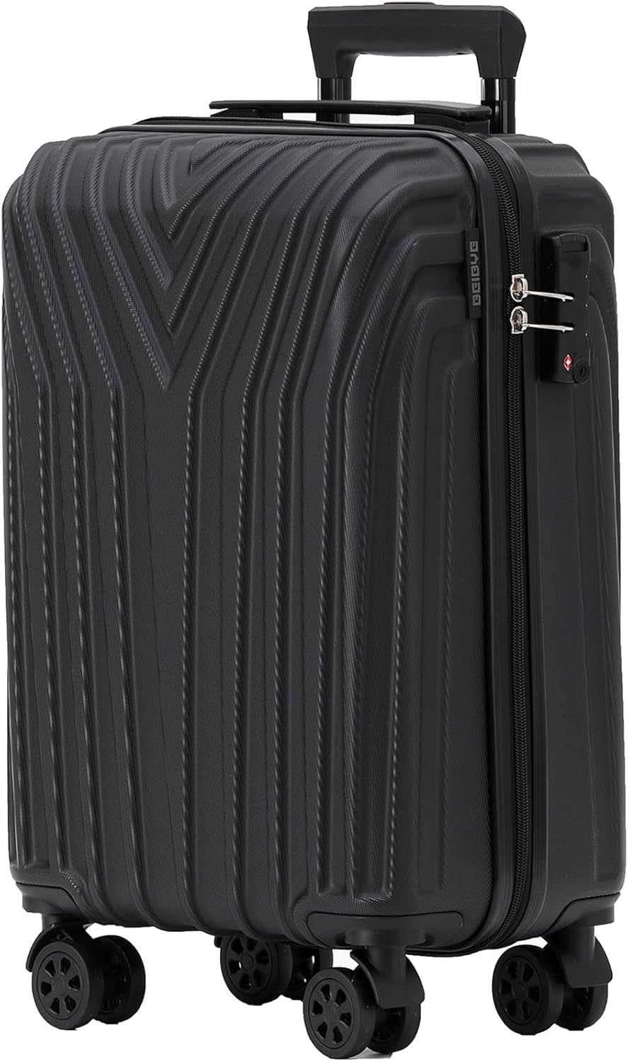 BEIBYE Kofferset Rollkoffer Koffer Hartschale,TSA Schloss, Zwillingsrollen, Erweiterung (Schwarz, Se