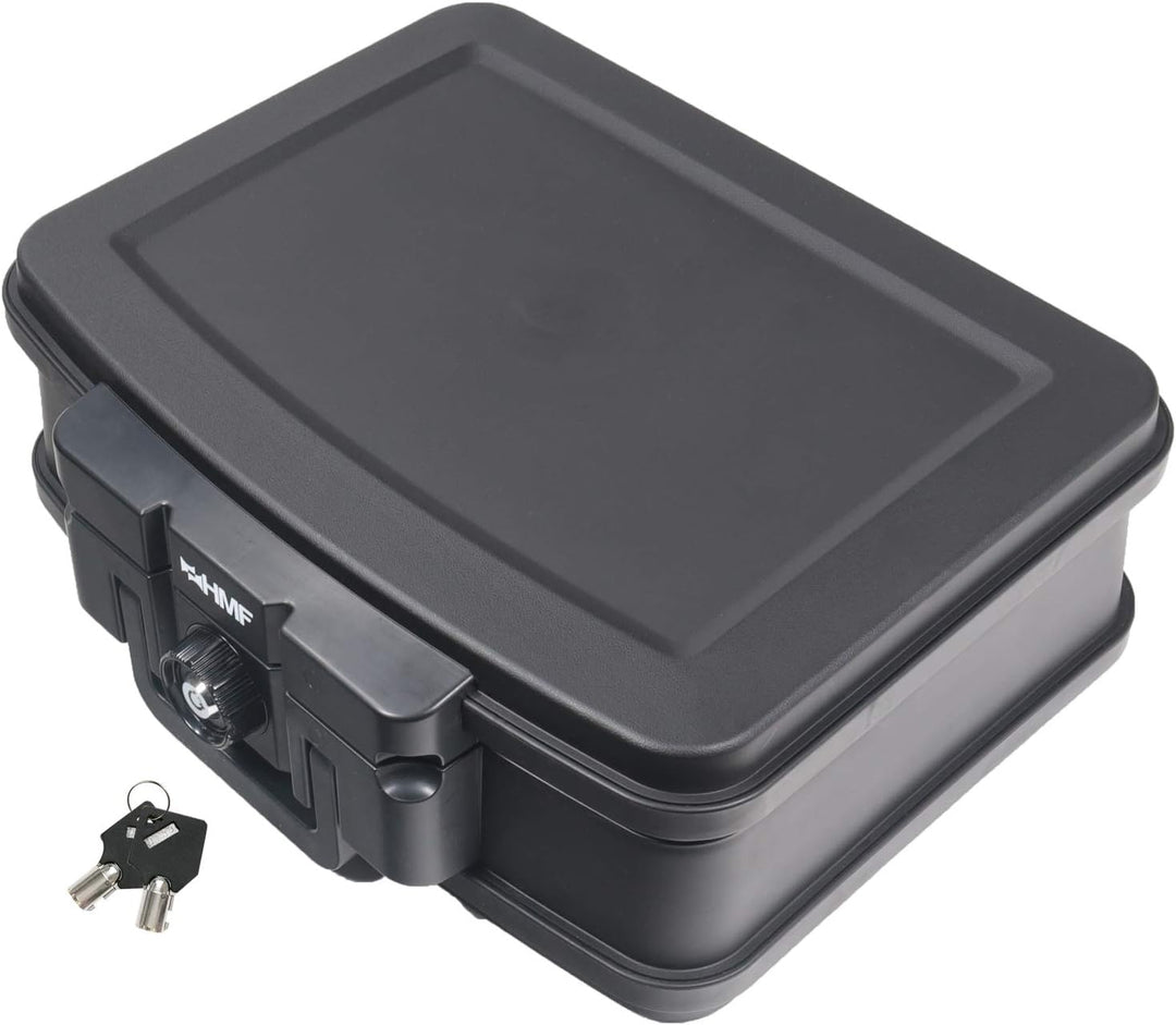 HMF 250452 Feuerfeste Wasserdichte Dokumentenbox | DIN A4 | 44,5 x 16,5 x 33 cm | schwarz