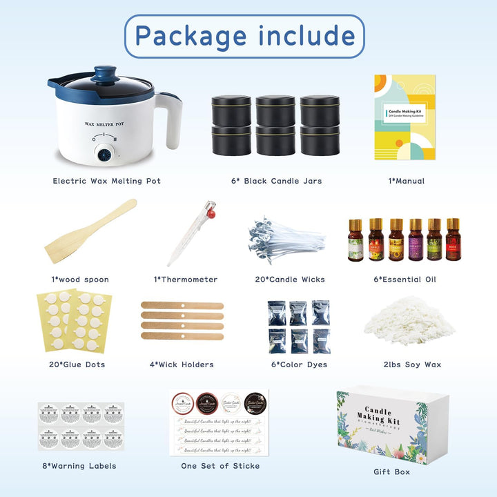 LINGQIAN Soja-Kerzen-Herstellungsset mit elektrischem Wachsschmelzer, Kerzenherstellung für Anfänger