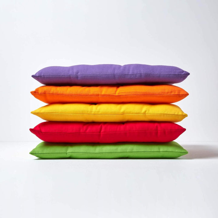 Homescapes 6er Set Stuhlkissen 40 x 40 cm, gelb, Sitzkissen mit Bändern und Knopfverschluss, einfarb